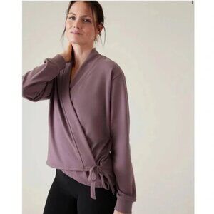 Athleta Retroterry Wrap Sweatshirt - Damask Mauve Size XXS Oversized